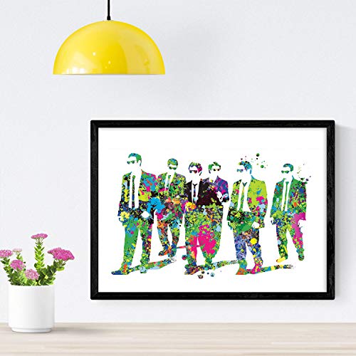 Nacnic Poster de Reservoir Dogs estilo acuarela. Láminas de cine, películas, y actores. Posters de películas antiguas con estilo acuarela. Tamaño A4