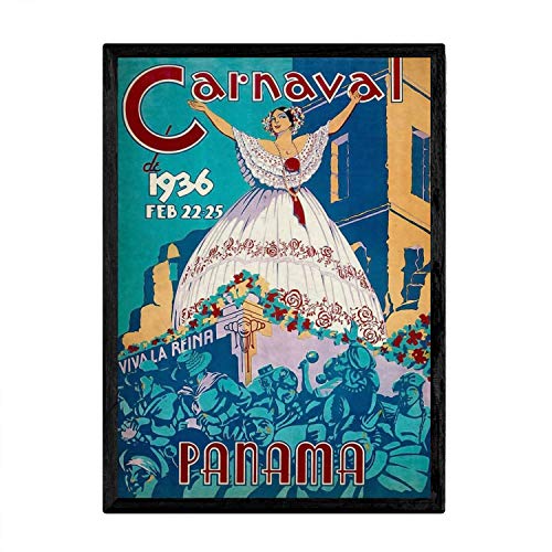 Nacnic Poster Vintage de Carnaval de Panama. Láminas para Decorar Interiores con imágenes Vintage y de Publicidad Antigua. Cuadros decoración Retro. Tamaño A4
