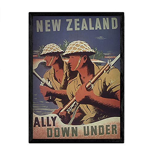 Nacnic Poster Vintage de Poster de Guerra - Nueva Zelanda. Láminas para Decorar Interiores con imágenes Vintage y de Publicidad Antigua. Cuadros decoración Retro. Tamaño A4