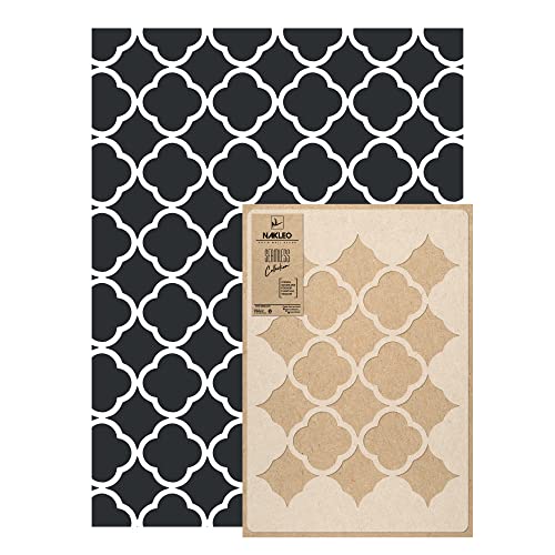 NAKLEO Reutilizable Plantilla de Plástico para Pared - 59x95cm - Marroquí Morisco Geométrico 4 - Grande Artesanía Bricolaje Pintura Patrón Papel Tapiz Repetitivo Seamless DIY Modelo