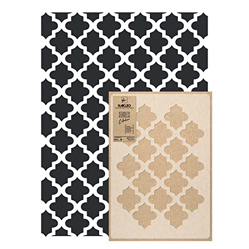 NAKLEO Reutilizable Plantilla de Plástico para Pared - 59x95cm - Marroquí Morisco Geométrico - Grande Artesanía Bricolaje Pintura Patrón Papel Tapiz Repetitivo Seamless DIY Modelo