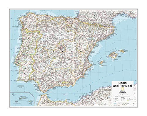 National Geographic - Mapa de pared de España y Portugal de 71,1 x 55,9 cm, papel enrollado