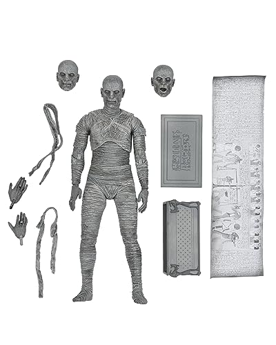 NECA-Figura Ultimate Mummy Black and White Universal Monsters 18cm Does Not Apply Egyptian, Multicolor (208585), Talla única