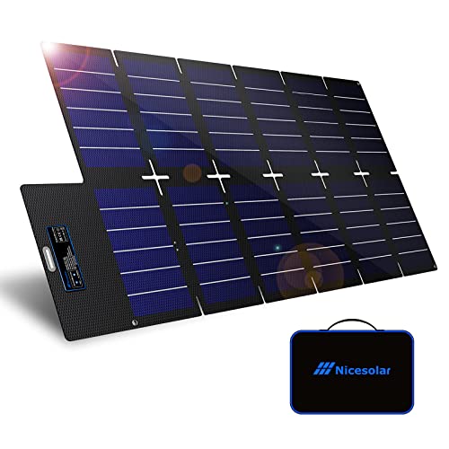 Nicesolar 100W Panel Solar portátil para portátiles de estación de energía portátil Cargador Solar Plegable con USB PD 65w IP67 para teléfono Tablet Camping al Aire Libre Emergencia