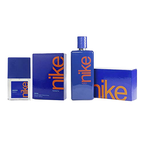 NIKE - Indigo 100 ml + 30 ml, Perfume Hombre, Perfumada y en Formato Spray, Eau de Toilette Masculina, Juvenil, Cautivadora e Independiente, Colonia Amaderada y de Larga Duración