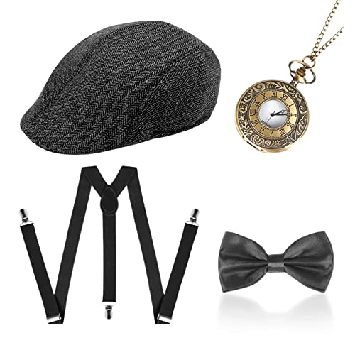 NITAIUN 1920s Accesorios Set para Hombre, Accesorios Años 20 Hombres, Great Gatsby Accesorios, Conjunto de Fantasía Charleston para Fiestas Temáticas, Disfraz de Hombre para Gángster