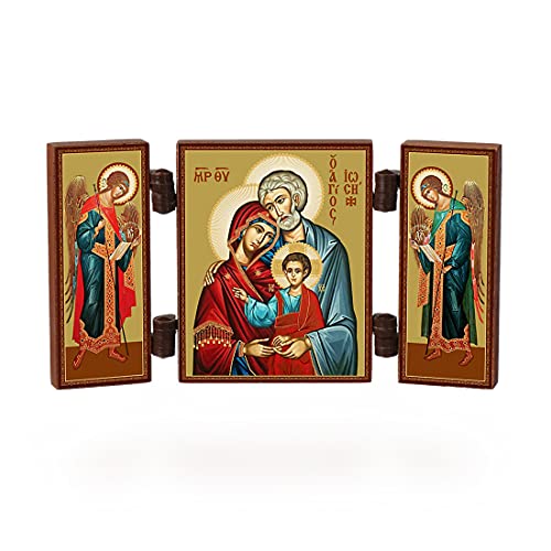 NKlaus - Sagrada Familia - Tríptico de iconos cristianos - Swiatoe Semejstwo - madera de altar de viaje 36179