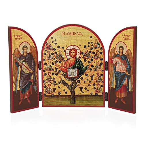 NKlaus Vid Cristo con 12 Apóstoles tríptico icono de madera 25x16cm cristiano 11316