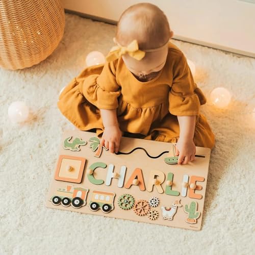Nombres De Madera Personalizados,Puzzle Bebe,Puzzles De Madera Juguetes Bebes,Puzzle Bebe 1 Año Juguetes Montessori Regalos Personalizados Bebé para Cumpleaños Navidad Mi Primer Rompecabezas Bebe