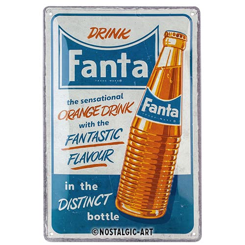 Nostalgic-Art Cartel de chapa retro, Fanta - Sensational Orange Drink – Idea de regalo como accesorio de bar, metálico, Diseño vintage, 20 x 30 cm