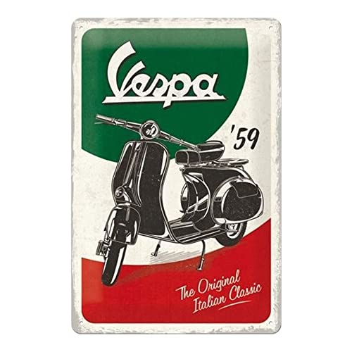 Nostalgic-Art Cartel de Chapa Retro Vespa – The Italian Classic – Idea de Regalo para los Fans de Las Scooters, metálico, Diseño Vintage, 20 x 30 cm