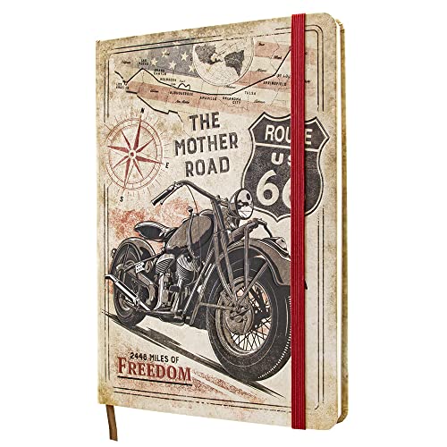 Nostalgic-Art Cuaderno retro punteado, Route 66 Bike Map – Idea de regalo para los fans de la Ruta 66, Bullet Journal dotted, Diseño vintage, A5, 54005