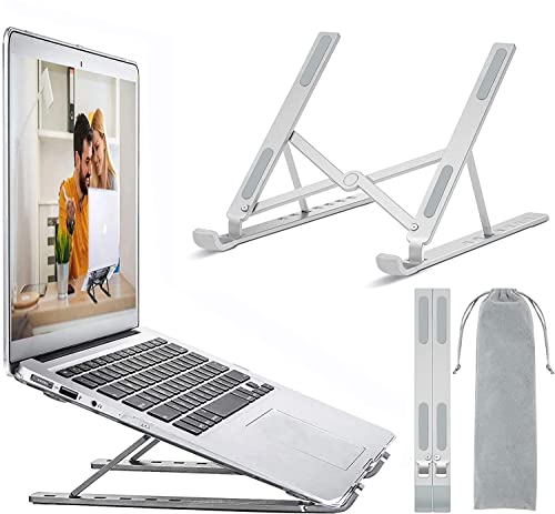 OUGEP Soporte para Ordenador portátil, Plegable, Altura Ajustable, Compatible con MacBook Pro Air, iPad, Lenovo, HP Todas Las tabletas de 10 a 15,6 Pulgadas (Plata)