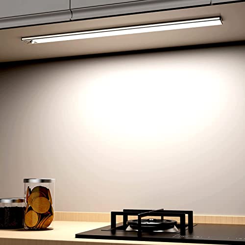 OUILA Luz de Armario con Sensor Movimiento 2500mAh Recargable Luz Nocturna, 41CM Regulable Lampara LED Adhesiva para Gabinete, Pasillo, Escalera, Sótano, Cocina, Garaje