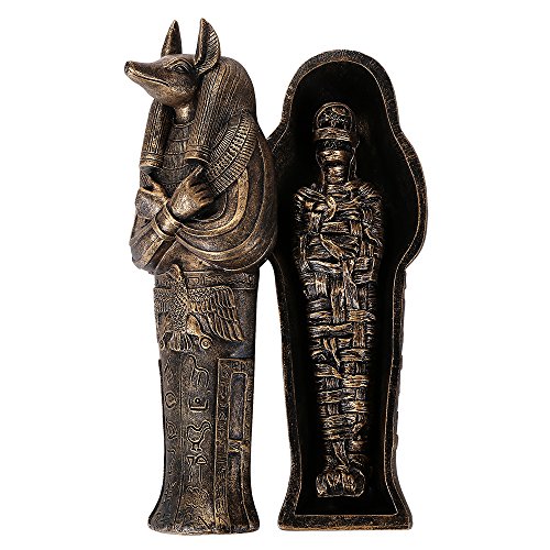 Pacific Giftware Figura de artefacto egipcio antiguo coleccionable del dios del inframundo Anubis sarcófago con figura de 13,7 cm de largo