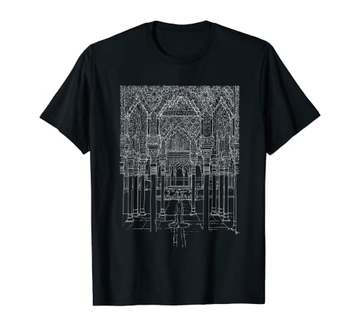 Palacio de la Alhambra, Granada, Andalucía - España-Pluma Dibujo Camiseta