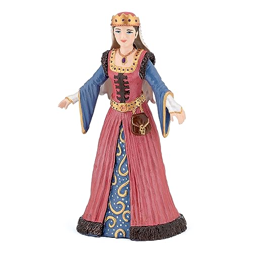 Papo Figurine 39048-Figura de Reina Medieval, Color Rojo Azul (39048)