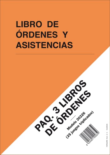 PAQ. 3 LIBROS DE ÓRDENES Y ASISTENCIAS. A4, 25 folios triplicados y numerados.