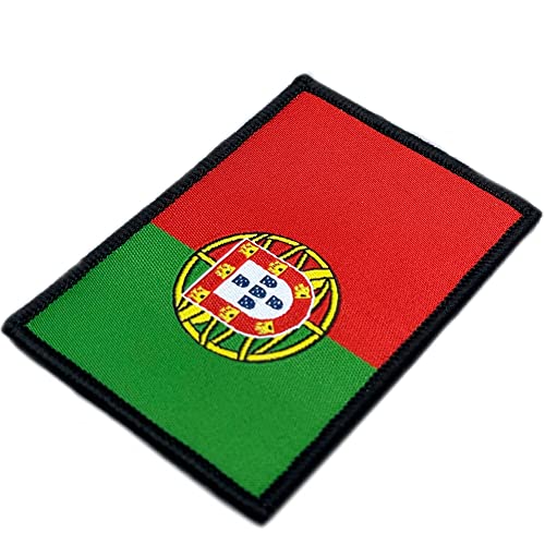 Parche Portugal Bandera para Ropa - Parche Bordado Adhesivo con Colores Oficiales de la Bandera Portuguesa - Banderas De Europa - Bandera Portugal 75x 50 mm