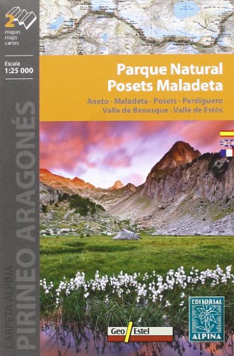 Parque Natural Posets Maladeta, mapa excursionista. Escala 1:25.000. Español, English, Français, Deustch. Alpina Editorial. (CARPETA ALPINA - 1/25.000)