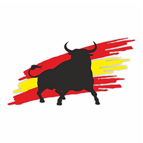 Pegatina para coche, diseño de la bandera de toro – 10 cm – Pegatina para coche, portátil, scooter, España, Espana Bulle, resistente a los rayos UV y a la intemperie – kfz_753