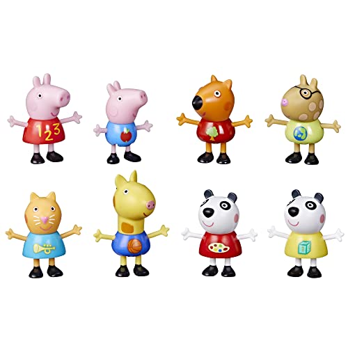 Peppa pig- Peppa Pack de 8 Figuras, George Pig, Peggi Panda, Candy Cat y Muchos más, Exclusivo de Amazon, a Partir de 3 años, Multicolor, Small (Hasbro 5010993849857)