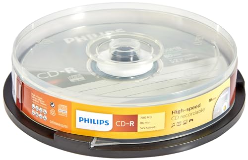 Philips CR7D5 NB10/00 CD-R - Discos vacios, 50 x 700 MB, 80 minutos, 10 piezas