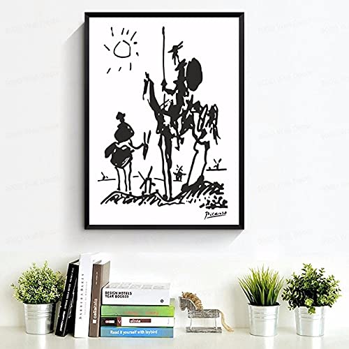 Pintura abstracta moderna del arte de la pared Arte de la lona Pinturas de Pablo Picasso Don Quijote Banksy Póster Cuadros de la pared 50x75cm (20x30in) Con marco