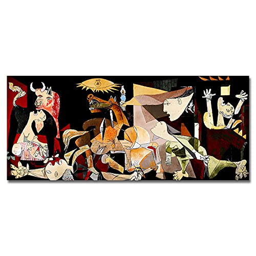 Pinturas de arte Picasso Guernica Impresión en lienzo Reproducciones de obras de arte famosas de Picasso Cuadros de arte de pared para decoración del hogar 40x90cm (16x35in) Con marco