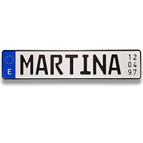 Placa de identificación con Fecha de Nacimiento, Placa de matrícula en Relieve Personalizable, ya Sea cumpleaños o Bautizo (negro)