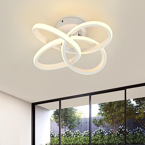 Plafon Led Techo,36W Moderna Lámpara de Techo,Diseño Flor Luz de Techo,3900LM Blanco cálido 3000K Plafones Techo,lamparas Techo Para Comedor Corredor Baño Cocina Dormitorio Pasillo,Dia 31cm Blanca