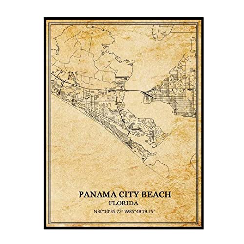 Playa de la ciudad de panamá Florida Estados Unidos Arte de la pared Vintage Print Poster Canvas Map Artwork Travel Souvenir Gift Home Decor Unframed