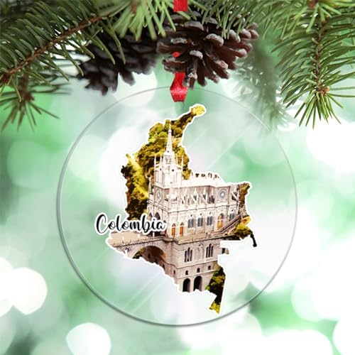 PODbyyou Adornos de Navidad con mapa de Colombia, paisaje histórico, decoraciones de Navidad para viajes de árbol, adornos de Navidad personalizados 2023, recuerdo de vacaciones, regalos de Año Nuevo