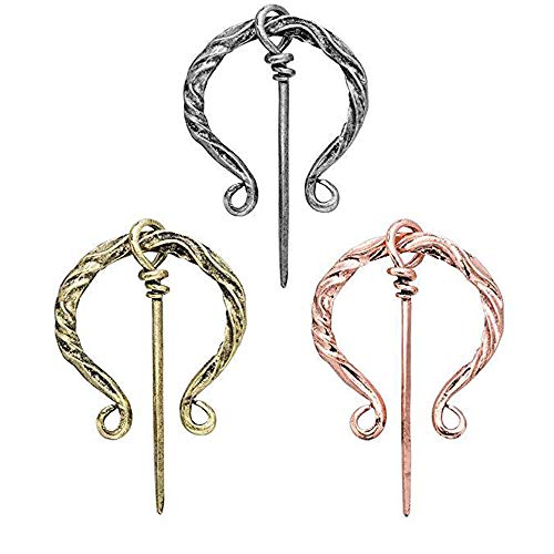 POFET Broche celta de estilo penanular vikingo, 3 unidades, joyería medieval, bufanda Pin insignia, amuleto nórdico