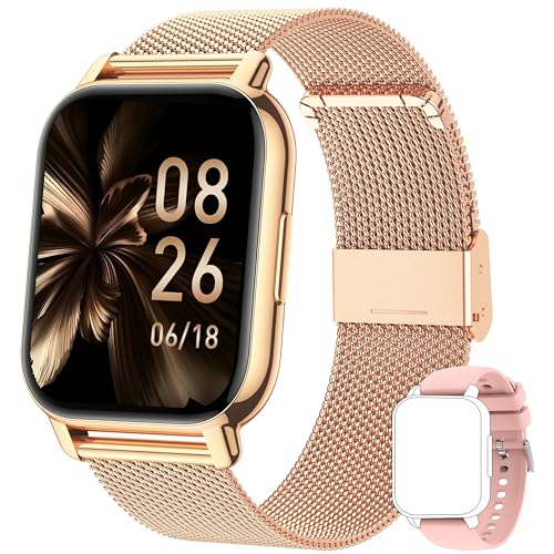 Popglory Reloj Inteligente Mujer, Llamadas/Presión Arterial/100+ Deportes Smartwatch Mujer, Frecuencia respiratoria Frecuencia Cardíaca Oxígeno en Sangre Sueño, Reloj Mujer Android iOS