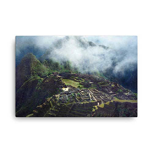 Póster Machu Picchu América del Sur Perú, Arte de Pared de la Montaña Nublada Atracciones Ruinas de la Ciudad Inca: Póster o Lienzo