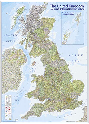 Póster Mapa del Reino Unido 2020 - The United Kingdom MAPS IN MINUTESÙ (140cm x 100cm)