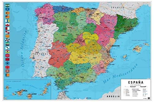 Poster Mapa España Fisico Politico