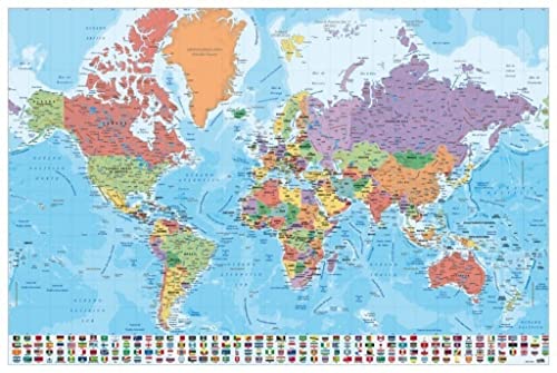 Poster Mapa Mundo Es Fisico Politico