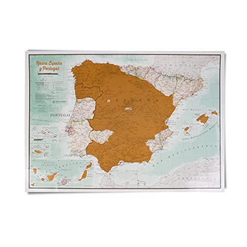 Póster Mapa Rascar España y Portugal - 59 x 42 cm - Maps International - 50 Años de Mapeo - Mejor Detalle Cartográfico