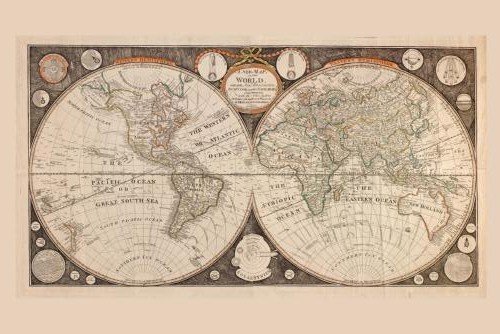 POSTERS Mapa del mundo 1799 poster del arte histórico de la geografía 61cm x 91cm 24inx36in