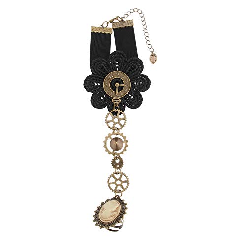 PRETYZOOM Elegante pulsera de encaje de Halloween de moda con anillo gótico retro de encaje steampunk conjunto de pulsera para mujer accesorio de Halloween