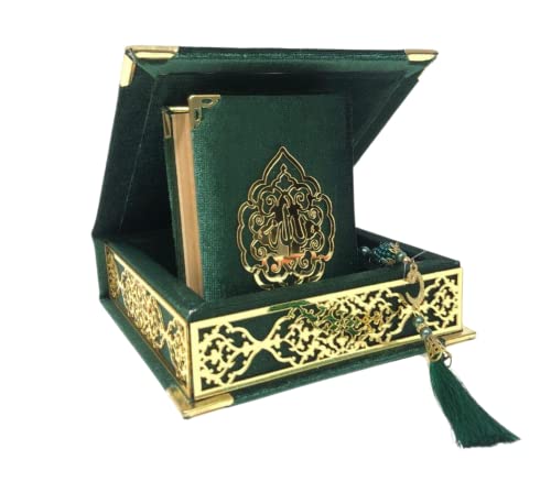 Prien Terciopelo Corán Islam Tesbih, Regalos islámicos para Eid Ramadán, Elegante caja portátil, decoración del hogar musulmana con mujeres, Corán, oración, Umrah (verde)