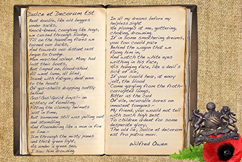 Primera Guerra Mundial poesía Wilfred Owen Dulce et decoro en campo de est, A5 diseño de papel de lienzo