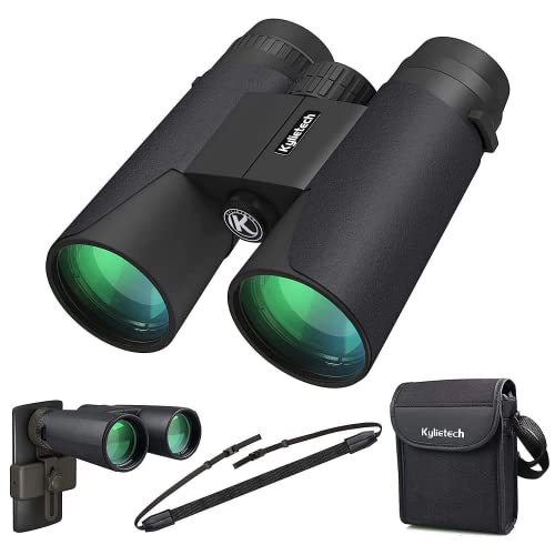 Prismáticos Professional, Binoculares Potentes Kylietech 12x42 para Adultos - Prismas BaK4 y Lentes FMC, Antiniebla e Impermeables con Adaptador para Smartphone de Aves, Caza, Senderismo