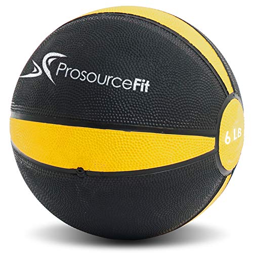 ProsourceFit Rubber 6 LB Weighted Medicine Ball, Yellow