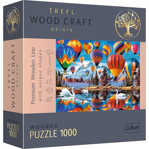 Puzzle De Madera - Globos De Colores - 1000 Elementos, Artesanía En Madera, Formas Irregulares, 100 Figuras De Monumentos Y Símbolos Estadounidenses, Rompecabezas Moderno Premium, DIY