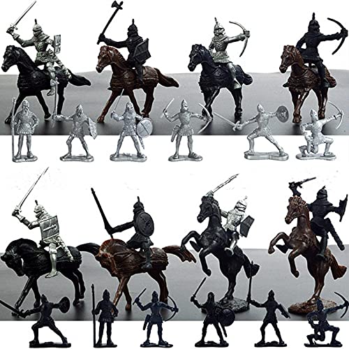 QOTSTEOS 28 piezas de caballero y caballos soldado juguetes ejército hombres figuras de acción, figuras de soldados medievales juguete para niños aprender guerra histórica