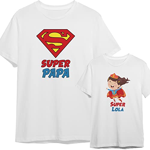 Regalo día del Padre Camiseta personalizada + Body o Camiseta Infantil | Super Papá Texto estilo Superman Superhéroe | Diseño original y divertido