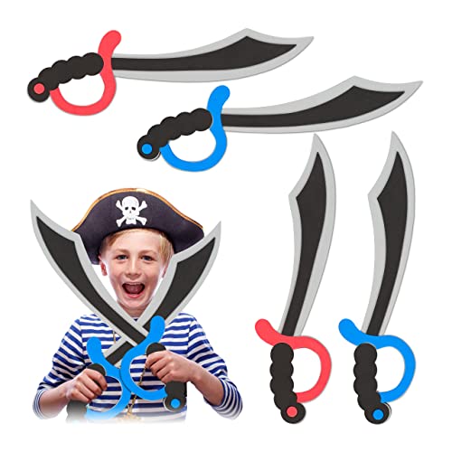 Relaxdays Set de cuatro espadas de pirata, Gomaespuma, Carnaval, Halloween, Infantil, 41 cm, multicolor, (10027757)
